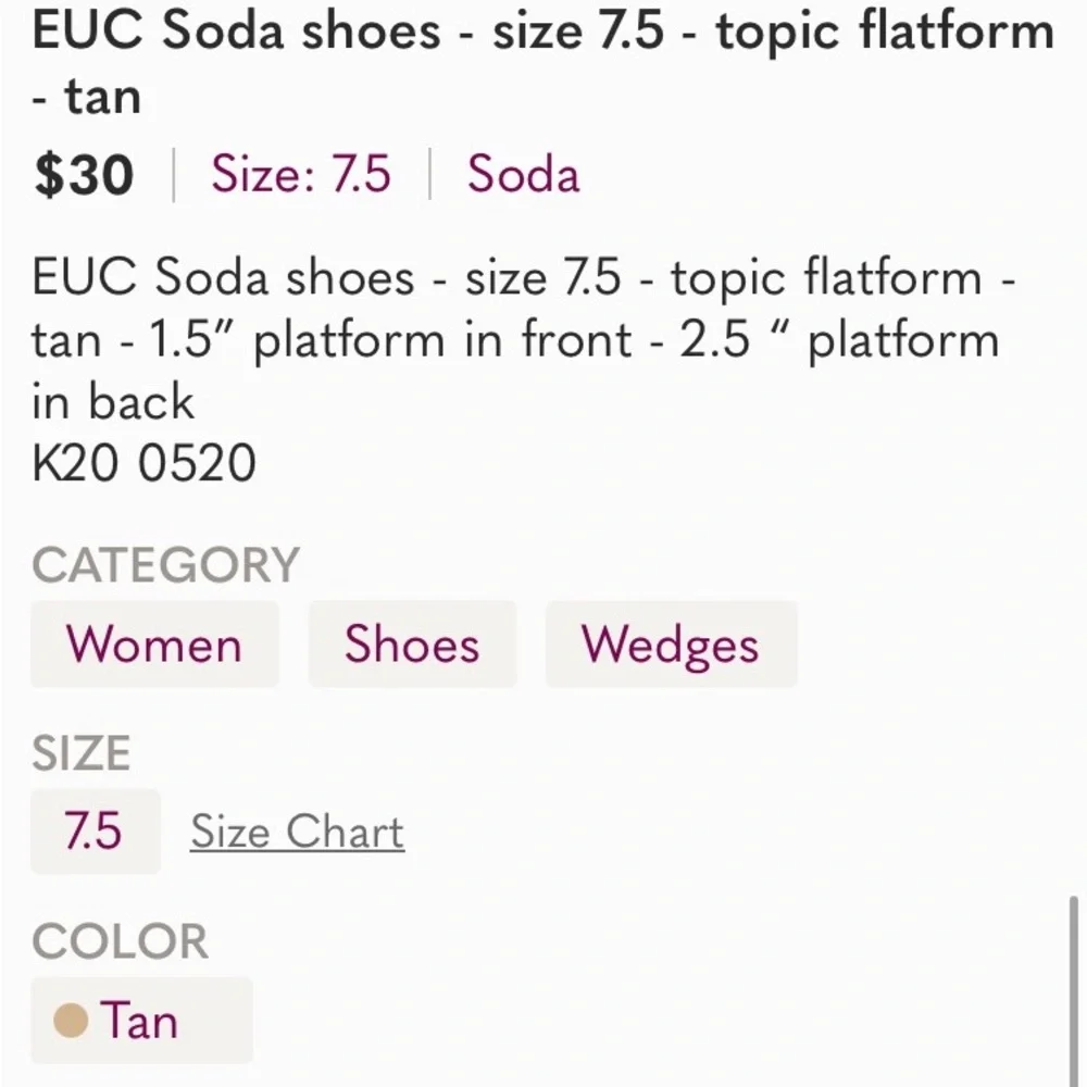 Excellent Preowned Condition Soda Platform strap Wedges very Cute Size 7.5.